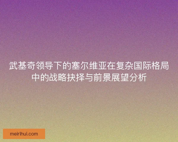武基奇领导下的塞尔维亚在复杂国际格局中的战略抉择与前景展望分析