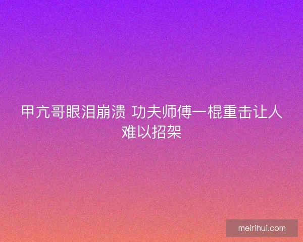 甲亢哥眼泪崩溃 功夫师傅一棍重击让人难以招架