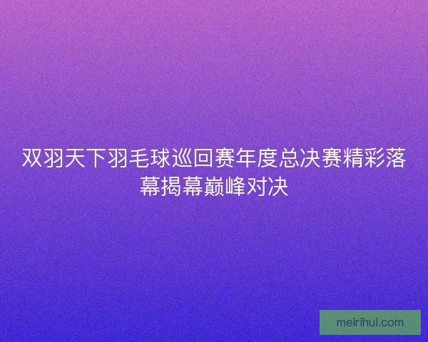 双羽天下羽毛球巡回赛年度总决赛精彩落幕揭幕巅峰对决